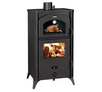 Poêle à bois avec four Prity FGR D - 14,5 kW, Noir Graphite, Classe A+, Four avec Thermomètre Intégré