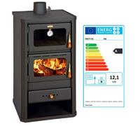 Poêle à bois avec four PRITY FM - 12,1 kW, Noir Graphite, Classe A, Four avec Thermomètre Intégré
