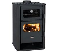 Poêle à bois avec four - Prity FM D - 12,1 kW - Acier noir - Evacuation dessus