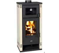 Poêle à bois avec four PRITY K2 GT F - 8,1 kW, Ivoire, Classe A+, Design Élégant
