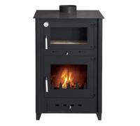 Poêle à bois avec four Rosa 10 | Bûches 50cm - Noir