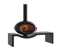 Poêle à bois BRIO SUR BANC - 7 kW - Rdt: 76% - B. 50 cm - 100% fonte - Anthracite
