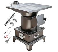 Poele a Bois Camping Exterieur avec Conduit de Cheminée de 100cm et Coudes | Cuisinière à Bois avec Tisonnier et Pince pour Chauffage Intérieur et Cuisson Extérieure(47x40x53cm(18.5x15.7x20.9in))