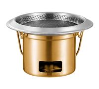 Poêle à Bois Camping pour 2 Personnes, Inoxydable Ronde avec Grille à Barbecue et Sac de Rangement, Idéale pour Bouillir de l'Eau Faire du Barbecue Cuisiner(Metallic,20x20x10cm)