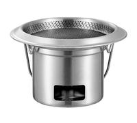 Poêle à Bois Camping pour 2 Personnes, Inoxydable Ronde avec Grille à Barbecue et Sac de Rangement, Idéale pour Bouillir de l'Eau Faire du Barbecue Cuisiner(Metallic,14.8x14.8x10cm)