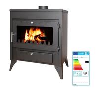 Poêle à bois CAPRI 13 kW - Haut rendement 77,4 % - Chauffe jusqu’à 297 m³ - Acier et vermiculite - Sortie 130/150 mm