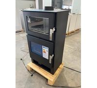 Poêle à bois classe A+ avec compartiment de cuisson - En acier inoxydable Verso F - 9 kW - Four à bois multiusage
