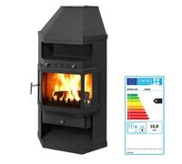 Poêle à bois d’angle 8 kW Linam - Rendement 80 % - Chauffe 170 m³ - Acier noir - Sortie fumée 130 mm - Classe A