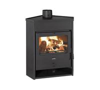 Poêle à bois d'angle PRITY AM D - 12,5 kW, Noir Graphite, Classe A, Design Compact et Robuste
