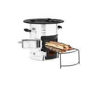 Poêle à bois de camping Argenté 51,5x35x30,5cm Acier inoxydable, gril à charbon, poêle à bois, chauffage de patio, 319442