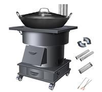 Poêle à bois de camping avec double four et cheminée - Cuisine d'extérieur multi-combustibles et chauffage de tente - Idéal pour barbecue dans le jardin