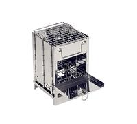 Poêle à bois de camping, compact et portable en acier inoxydable avec récupérateur de cendres, grille de gril, sac de rangement pour randonnée, camping, cuisine, barbecue, pique-nique - Argenté
