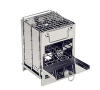 Poêle à bois de camping, compact, portable et pliable en acier inoxydable avec récupérateur de cendres, grille de gril, sac de rangement pour randonnée, camping, cuisine, barbecue, pique-nique