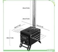 Poêle à bois de camping - FAF EICY - pliable 54×28×30 cm - inox/acier - fenêtre de visualisation - multi-combustible