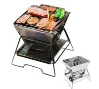 Poêle à bois de camping, poêle à bois portable - Mini poêle à bois pour pique-nique - Feu de camp pour barbecue en acier inoxydable - Poêle à bois d'extérieur pliable pratique et stable pour