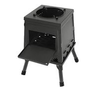 Poêle à bois de camping portable avec sac de transport - Réchaud d'extérieur - Tente de camping - Poêle de cheminée - Pour camping, tourisme sac à dos, pêche sur glace, etc. - Noir
