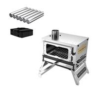 Poêle a Bois de Camping Portable en Acier Inoxydable avec Tuyaux et Sac Poêles Multifonction pour Cuisiner et se Chauffer par Temps Froid