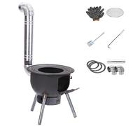 Poêle à bois de tente, poêle à combustion, grand poêle de camping portable de type fusée, avec conduit de cheminée, pour la cuisine, le camping, la randonnée, la pêche (58 cm)
