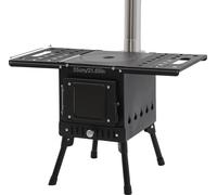Poêle à bois, design portable, fonctionnement écologique, noir