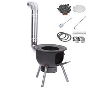 Poêle à bois d'extérieur avec cheminée amovible pour camping, chauffage de tente, poêle à fusée en fonte robuste