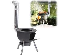 Poêle à bois d'extérieur avec grille et cheminée pour le camping, la cuisine et le chauffage