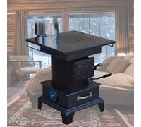 Poêle à bois d'intérieur avec 4 anneaux de four pour une cuisson polyvalente et un nettoyage facile des cendres