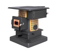 Poêle à bois d'intérieur avec fenêtre de visualisation, four, grande entrée de bois de chauffage et tiroir à cendres pour chauffage de terrasse et de maison