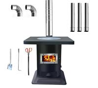 Poêle à bois d'intérieur, poêle de chauffage rural en fonte épaisse, avec fenêtre de visualisation, poêle à bois avec cheminée, poêle de camping