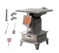 Poêle à bois d'intérieur robuste en acier au carbone avec anneaux réglables et cheminée, chauffage domestique multi-combustibles avec tiroir à cendres (cheminée de 300 cm)