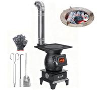 Poêle à bois d'intérieur robuste en fonte, poêle de chauffage rural en fer, avec fenêtre de visualisation du feu, idéal pour le camping, la pêche et le chauffage des maisons en hiver.(B)