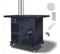 Poêle À Bois D'intérieur Stufa A Pellet Canalizzata Roulettes Avec Freins Et Double Four Compatible Avec Plusieurs Combustibles Cuve Intérieure en Fonte De 10 Mm Rocket Stove