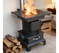 Poêle à Bois Domestique, Poêle Chauffant à Plaque D'acier, Poêle de Camping Polyvalent for Chauffer La Tente, Pique-Niquer, Chasser, Pêcher, Faire Des Barbecues