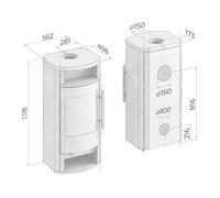 Poêle à bois Drooff Arola 2 | 6 kW En fonction de l'air ambiant, corps noir, revêtement en pierre, SandStone