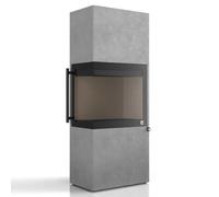 Poêle à bois Drooff Livera Panorama L 8 kW Indépendant de l'air ambient, ouverture de porte à droite, revêtement ArtBeton pure