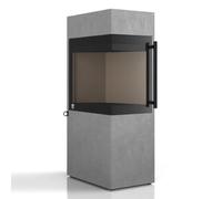 Poêle à bois Drooff Livera Panorama M 8 kW Dépendant de l'air ambiant, ouverture de porte gauche, revêtement ArtBeton pure