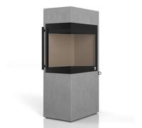 Poêle à bois Drooff Livera Panorama M 8 kW Indépendant de l'air ambient, ouverture de porte à droite, revêtement ArtBeton pure