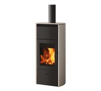 Poêle à bois Edilkamin Flamma 14 kW hydro Revêtement acier (offenen ausdehnungsgefässen), gris tourterelle