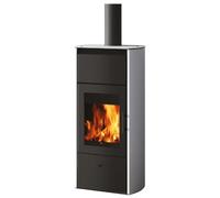 Poêle à bois Edilkamin Flamma 14 kW hydro Revêtement acier (offenen ausdehnungsgefässen), perle blanche