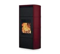 Poêle à bois Edilkamin Flamma 14 kW hydro Revêtement céramique (vases d'expansion ouverts), bordeaux