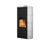 Poêle à bois Edilkamin Flamma 14 kW hydro Revêtement en céramique (vases d'expansion ouverts), blanc crème