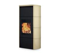 Poêle à bois Edilkamin Flamma 14 kW hydro Revêtement en céramique (vases d'expansion ouverts), parchemin