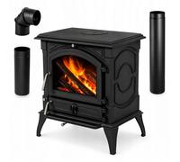 Poêle à bois en fonte 17 kW THUNDER WESTA rendement 79 % noir kit de raccordement