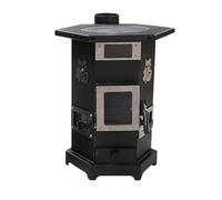 Poêle à bois en fonte avec four, chauffage rapide, combustion par gazéification, design sans fumée, fenêtre de visualisation à double vitrage, idéal pour le chauffage et la cuisine