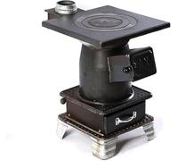 Poêle à bois en fonte, chauffage intérieur et cuisine, revêtement épais pour four, boîte à cendres de type tiroir, anneaux de bord multiples, dimensions : 38 x 38 x 49 cm