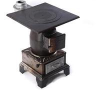 Poêle à bois en fonte, chauffage intérieur et cuisine, revêtement épais pour four, boîte à cendres de type tiroir, anneaux de bord multiples, dimensions : 38 x 38 x 49 cm