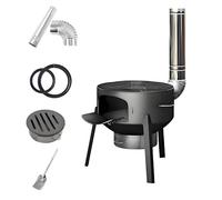 Poêle a Bois en Fonte pour Intérieur et Extérieur Poêles de Camping en Acier Épaissi avec Pieds 70cm Chauffant Portable Multifonction(43cm)