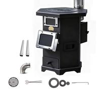 Poêle à bois en fonte pour tente, entièrement soudé, avec double entrée d'air, cheminée de 200 cm, four extérieur et 2 fenêtres d'observation.