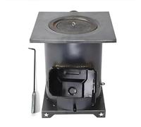 Poêle a Bois en Fonte Rechauds Camping Poêle de Chauffage a Bois et Charbon avec Crochet a feu Poêle a Barbecue a Double Usage Poêle Mobile de Chauffage