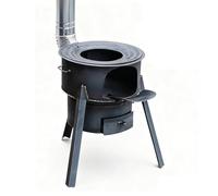 Poêle à Bois Extérieur en Fonte avec Tuyaux de Cheminée Anneau de Cuisson Réglable Poêle Portable pour Patio Camping Jardin(43cm)