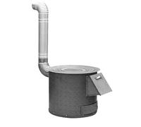 Poêle à bois extérieur portable, construction en acier robuste avec cheminée amovible, pour la cuisson au barbecue de camping (35x35x40cm)